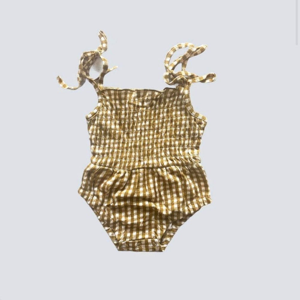 Golden gingham romper